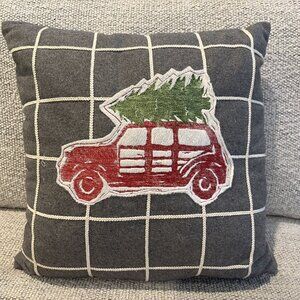 Threshold 18 x 18 Red Car & Christmas Tree Farmhouse Throw